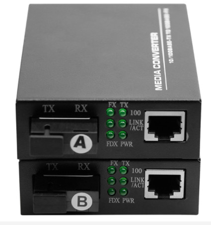 UTP 20KM Vezel Optische Media Convertor 1310/1550nm 10/100M 2 Havens MDI