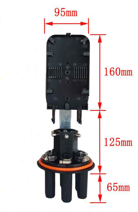 6 van de de Kabel Gezamenlijke Sluiting 24F 48F 72F 96F pp van de havens Optische Vezel ABS van PC Materiële Zwarte Kleur